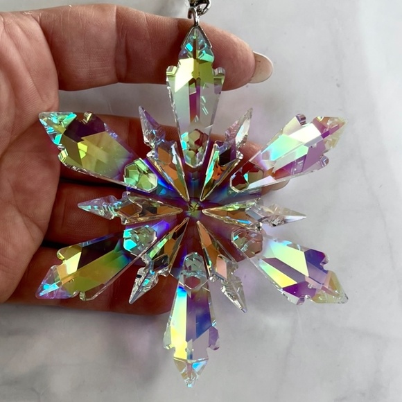 Crystal Snowflake Sun Catcher Christmas Tree Decor Czech Bohemia Crystal Gift - Picture 4 of 10